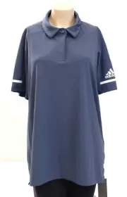 Adidas ClimaLite Gray Team Iconic Short Sleeve Polo Shirt Women's 2XL NWT