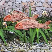 Koi Fish Outdoor Garden Decor Statues, 2pcs Antique Copper Koi Fish Art Sculpture for Outside Pond Lawn Patio Porch Yard Decor Home Decoraction House Ornaments, Birthday Gifts for Women Mom Grandma