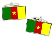 Cameroon Flag Cufflinks in Chrome Gift Box