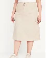 NEW Old Navy Khaki Tan Nylon Quick Dry Utility Midi Skirt Plus Size 3X Cargo