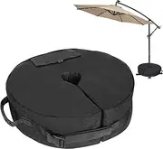 Brislut 18" Round Umbrella Base Weight Bag with Durable Side Handle - Up to 85 lbs Detachable Waterproof Sandbags for Outdoor Patio,Beach, Garden (Black), Black, One Size