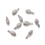 5pcs Platinum Tone Brass Filigree Leaf Pinch Bails Ice Pick Pendant Holders 24mm