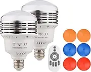 35W Light Bulb 5500K P graphy Lamp Bulb Energy-Saving Adjustable E27 Mount with Red/Low/Blue Color Remote Control for P graphy Studio Home Warehouse Office Hotel, Pack Multicolor180 Pack of 2pcs