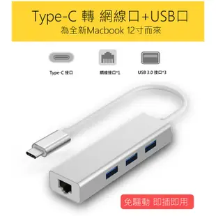 TYPE C3.1轉接RJ45+USB 3.0 HUB+HDTV 分享器 集線器