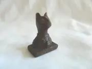 Egyptian Resin Pharaoh Handmade Brown Pharaoh Cat Scarab Mini Figurine 1.5" High