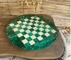 18" Malachite Stone Chess Board Gaming Table Top Home Interior Gaming Room Decor