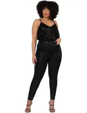 [Pink Dusk] Luxe Stretch Coated Jean in Black