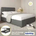 Double Size Bed Frame Gas Lift Up Underbed Storage Platform Mattress Base Grey