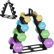 Dumbbell Rack 4 Tier,A-Frame Pink Metal Dumbbell Rack Stand Only Dumbbell Holder with Handle Small Weight Tree Compact Workout Storage Organizer Free Weights Rack for Home Gym