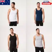Mens 3 Pack 100% Cotton Singlets - XS-3XL