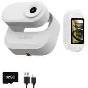 Portable 1.47 Inch Screen Thumb Mini 1080P Body Sports Camera Dual Battery with Magnetic Plus Battery Compartment 32G-Card(White)