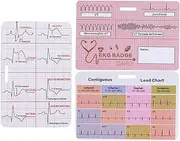 EKG Card Set - Triple Pack, Nursing Reference | Rapid ECG Interpretation Guide with Cardiac Lab Values, Clinical Cheat Sheet for ER ICU Telemetry Nurses and Medical Professionals, 9x6cm