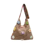 Bohemian Crochet Shoulder Bag Embroidered Beach Bag Knitted Summer Casual Purse