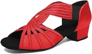 [HIPPOSEUS] Women Low Heel Latin Ballroom Dance Shoes Indoor Salsa Batchata Practice Dancing Shoes