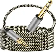 3.5mm to 6.35mm Audio Cable 3m, Gold-Plated Terminal Silver Color Zinc Alloy Housing 3.5mm 1/8" Male TRS to 6.35mm 1/4" Male TRS Nylon Braided Stereo Audio Cable for Cellphone, Amplifiers(3m/10Ft)