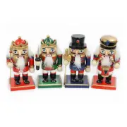 Set of four 6" Short and Stout Wooden Nutcracker Christmas Decorations