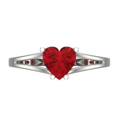 1.0Ct Heart Cut Pink Tourmaline Solid Gold Solitaire Engagement Promise Ring