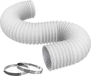 Dryer Vent Hose Flexible Aluminum Foil PVC Air Ducting for HVAC Ventilation Fan Filter Kitchens Exhaust,White (4IN 8FT)