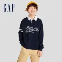 在飛比找momo購物網優惠-【GAP】男童裝 Logo純棉長袖POLO衫-藏藍色(786