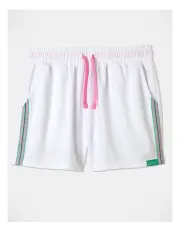 Wicked Sequin Text Mesh Short in White