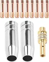 Lyaciomn 13Pcs 14AK Welding Torch Consumables 0.9mm MIG Torch Gas Nozzle Tip Holder of 15AK MIG Welding Torch