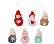 C97 6PCS Christmas Decoration Plush Ball Pendant Cute Mini Snowman Pendant Tree Decoration Pompons Doll Pendant Doll
