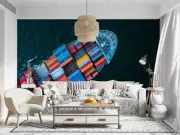 3D Container Ship Ocean Wallpaper Wall Murals Removable Wallpaper 320