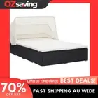 2-Person Sunbed adjustable cushion black cream white outdoor patio 0235