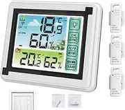 Digital Wireless Thermometer - Outdoor Temperature Sensor, Home Humidity Sensor | Humidity Display Gauge with 3 Remote Sensors, Xp4 Waterproof with Backlight for Family, Baby, Children and Adults