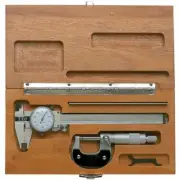 TTC MK-31 Machinist 3-In-1 Measuring Set w/6"Dial Cal,0-1"Mic & 6"Rule-Wood Case