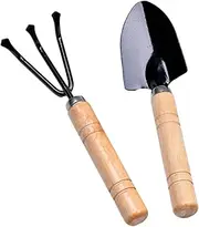 GANAZONO 2Pcs Mini Garden Tools for Planting and Transplanting Ergonomic Spade Rake for Fairy Garden Succulent Care Gardening
