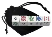 16mm White Poker Dice Spades Ace Brighter Colors + Storage Pouch