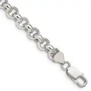 8 Inch Sterling Silver 7.75mm Semi-Solid Rolo Chain
