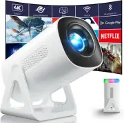 [Built-In Apps & Star Modes & Ambient Light] 4K Mini Projector with Wifi and Bl