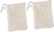 Minkissy Natural Sisal Soap Saver Bags 2 Pack Soap Net Drawstring Non-latex for Exfoliation