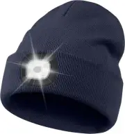 LED Beanie Hat with Light,USB Rechargeable 4 LED Headlamp Hat,Gifts for