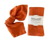 Linen Napkins –100% French Flax – Stonewashed Pure Linen Cloth Sunset Orange