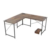 Costway L-Shaped Gaming Desk Corner Computer Table Brown