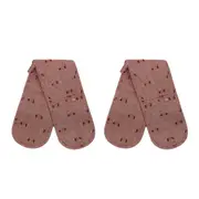 2x Belle Tuft CTTN Double Oven Glove 90x18cm Kitchen Cooking Pot Holder Ruby