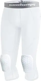 [COOLOMG] Basketball Trousers with Knee Pads for Children 3/4 Compression Tights Leggings Padded Capri Trousers Multi-Way