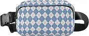 [Amooorous] Blue and White Checkerboard Trendy Crossbody Bag Waist Packs for Men Women Mini Bum Bag Belt with Adjustable Strap for Travel Shopping Running, blue and white checkerboard, 1 size