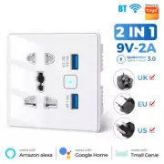 2.4GHz Tuya WiFi Smart Wall Touch Switch Socket Type-C+USB 3.0 US Plug 110-240V