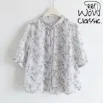 【WOW CLASSIC.】夏季甜美花朵寬鬆翻領亞麻短袖襯衫