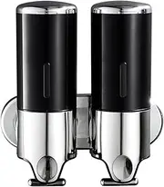 MOTRAIN Wall Mounted 2 Chamber Bathroom Shower Pump Dispenser and Organizer - Black, Holds Shampoo, Soap, Conditioner, Shower Gel - 500 ml Capacity