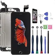 Xlhama Touchscreen LCD Display for iPhone 6S Black with Home Button, Front Camera, Proxidation Sensor, Speaker, Tools and Film Made of Tempered Glass