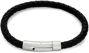 [Bling Jewelry] Unisex Multilayer Black Stackable Woven Weave Braided Genuine Leather Bracelet Woven Bangle Bracelet For Men Teens Women Stainless Barrel Lobster Clasp Hook