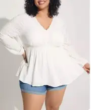NWT Torrid White Eyelet Babydoll Top Boho Peasant Lacy Cottagecore Sz 2X