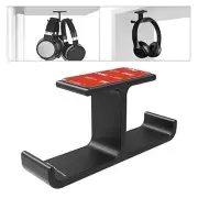 Headphone Hanger Stand Under Desk Hook Aluminum Stick-On Adhesive Dual