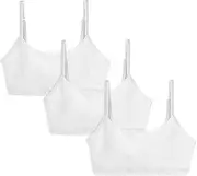 [Mightly] Girls' Bralette | Organic Cotton, Cami Crop Training Bra w/Adjustable Straps, Dance&Sport Set for Kids & Teens,3-Pack