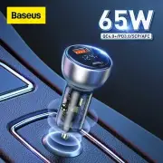 Baseus 65W PD Super Fast Car Charger QC 4.0 QC 3.0 LED Display with 100w Cable